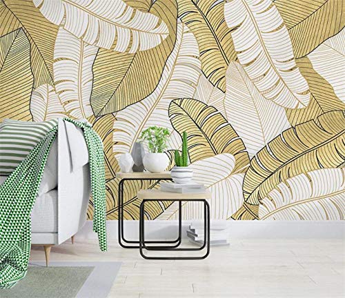 Papier peint 3D mural abstrait feuille d'or pour moderniser un mur uni - 5