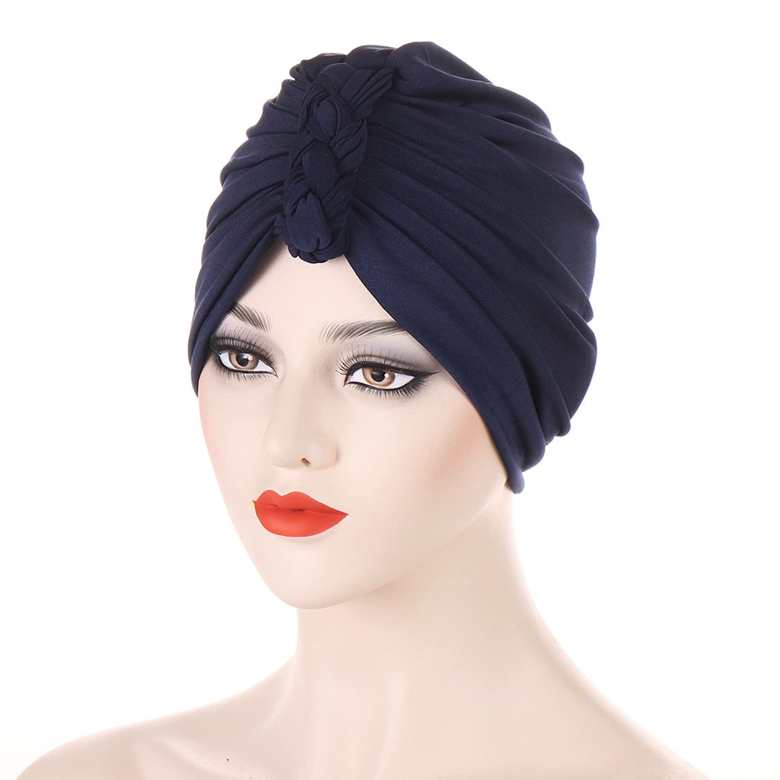 Elegant Navy Satin Headwrap Turban for Women Silk Satin Headband, Turban Head Wrap, Navy Blue Headband  main image 4