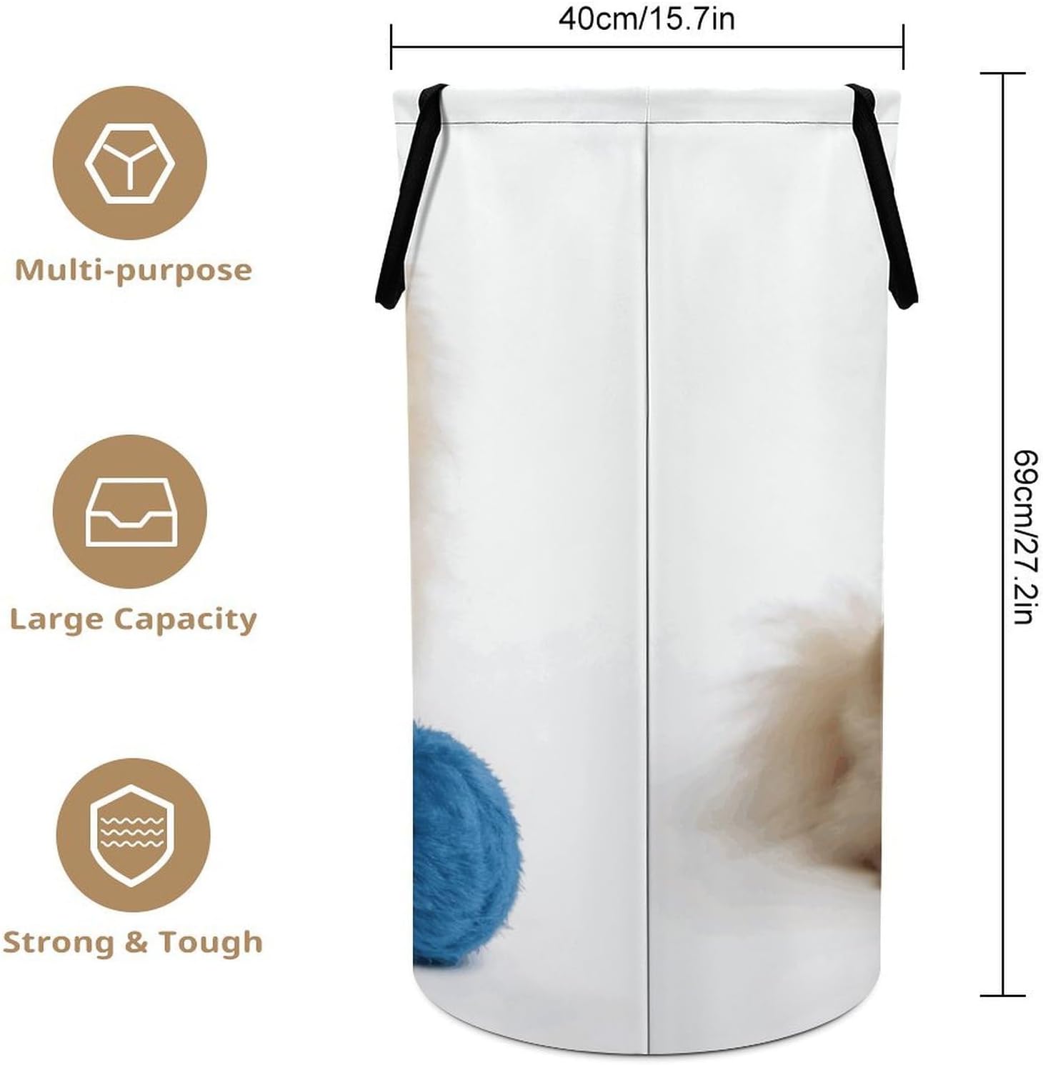 Ivory Poms Laundry Hamper Portable Lightweight Clothes Hampers Fashion Dirty Laundry Storage Basket Large Capacity Foldable Clothes Baskets for Bathroom Bedroom