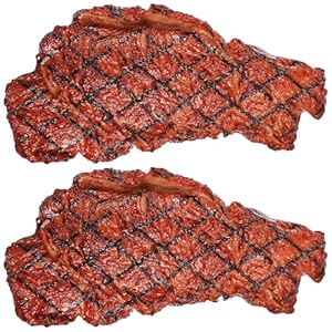 Cabilock Gefälschtes Steak, 2 Stück, Künstliches, Lebensechtes Steak, Gekochtes Roastbeef, Simuliertes Lebensmittel, Gefälschtes Fleischmodell für Markt, Küche, Zuhause, Display, Fotografie,