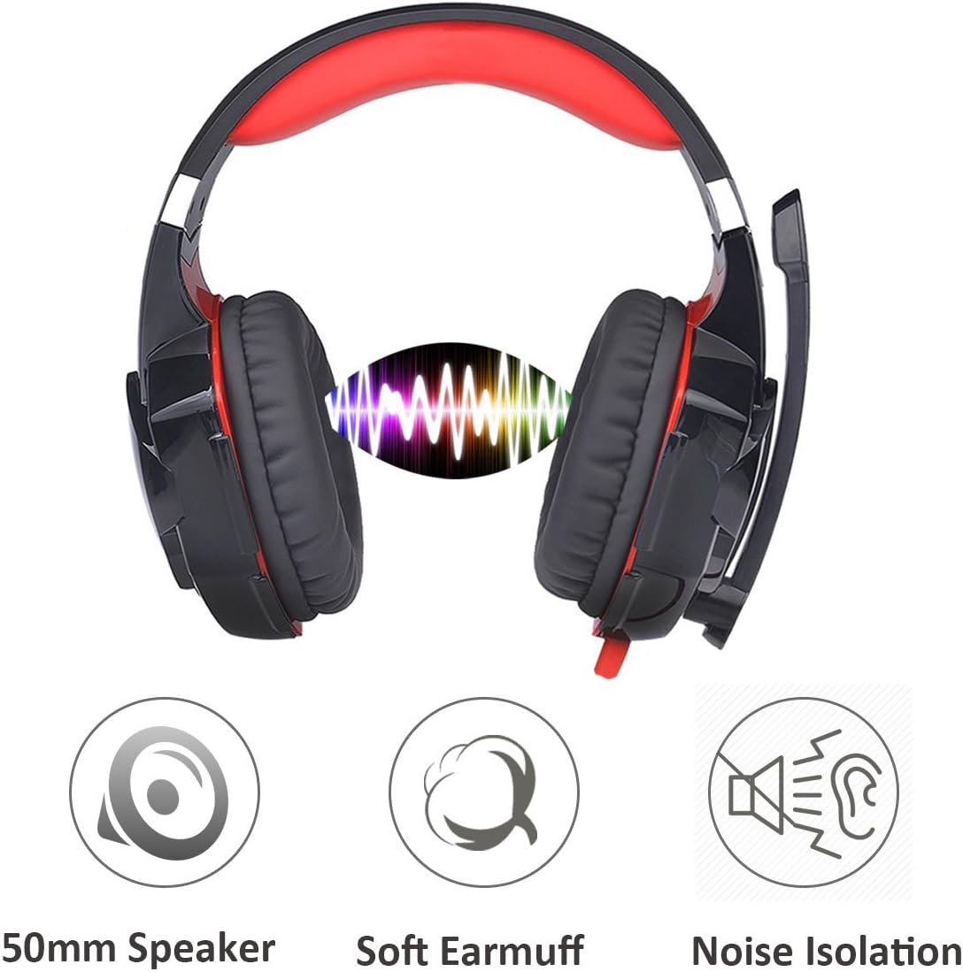 Exсluѕіvе Dіѕсоunt 50% Prісе Mengshen Stereo Gaming Headset - with Mic, Volume Control and Cool LED Lights - Compatible with PC, Laptop, Smartphone, PS4 and Xbox One Controller, G2000 (Red)