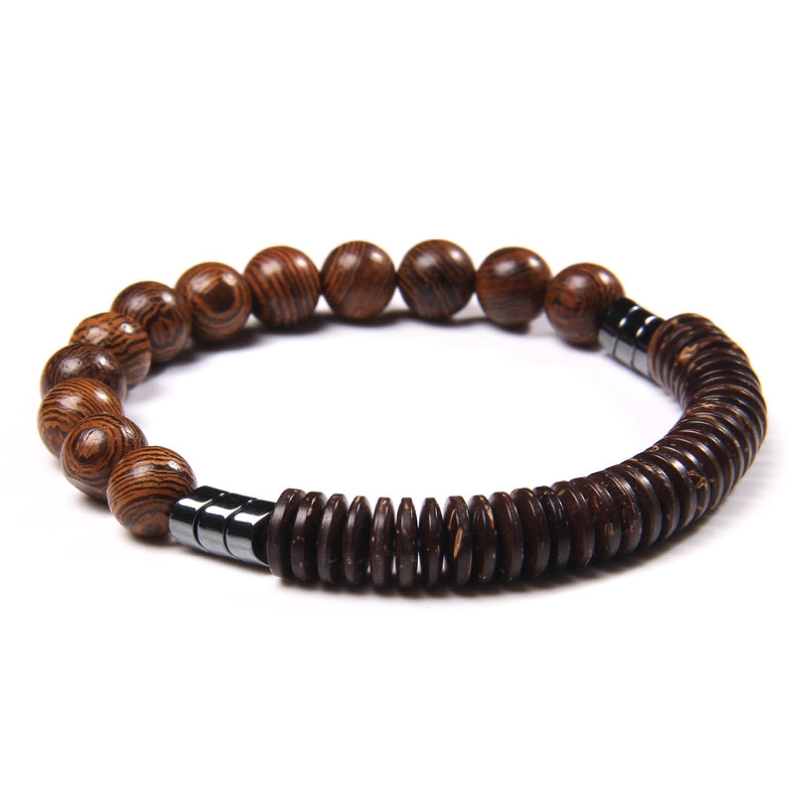1 Stück klassisches geometrisches Hämatit-Perlen-Armband, Naturstein-Armband, Holzstreifen-Armbänder, Charm, handgefertigter Schmuck, neue Polar-Jade, 23 cm