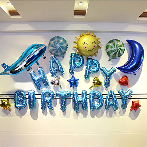 Bouti1583 Airplane Helicopter Plane Shaped Foil Balloon 32 Inch, Pack Of 3 Party Children Birthday Kids Favor Cartoon Decorations (Blue & Red) #TOP4