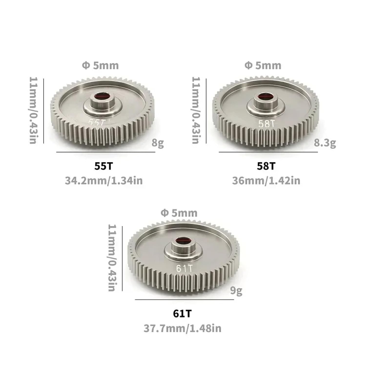 2pcs 55T 58T High Speed Spur Gear 53665 for TT01 TT-01 1/10 Car Parts Accessories