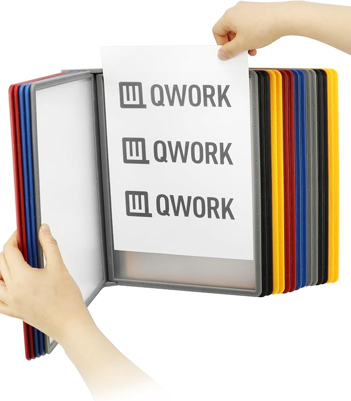QWORK Fali Kiállítási Rendszer 20 A4 Panellel Többszínű Dokumentumtartó