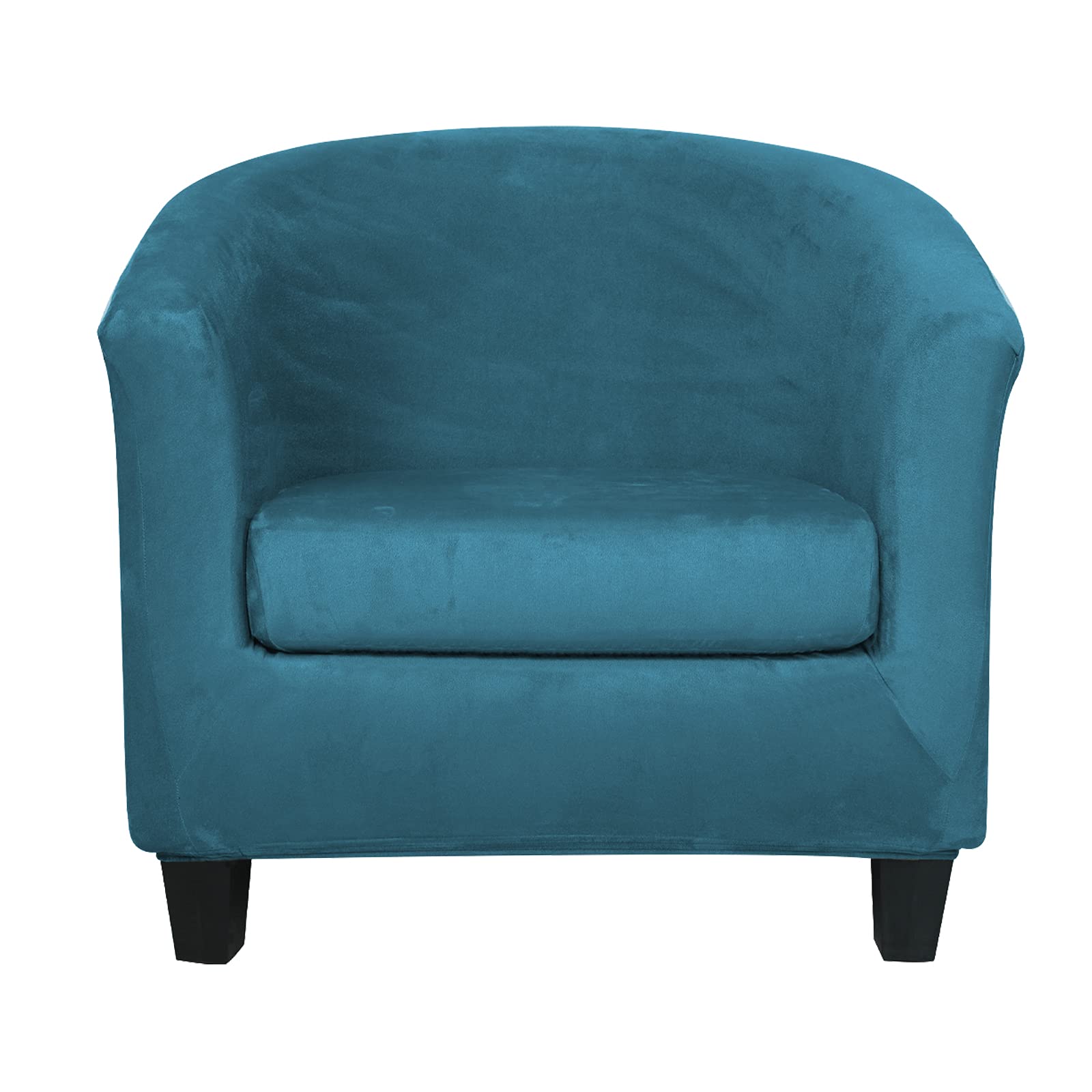 ele ELEOPTION Velvet Club Chair Slipcover 2-Piece Tub Chair Cover Non Slip Furniture Protector with Elastic Bottom Super Soft Couch Cover for Hotel