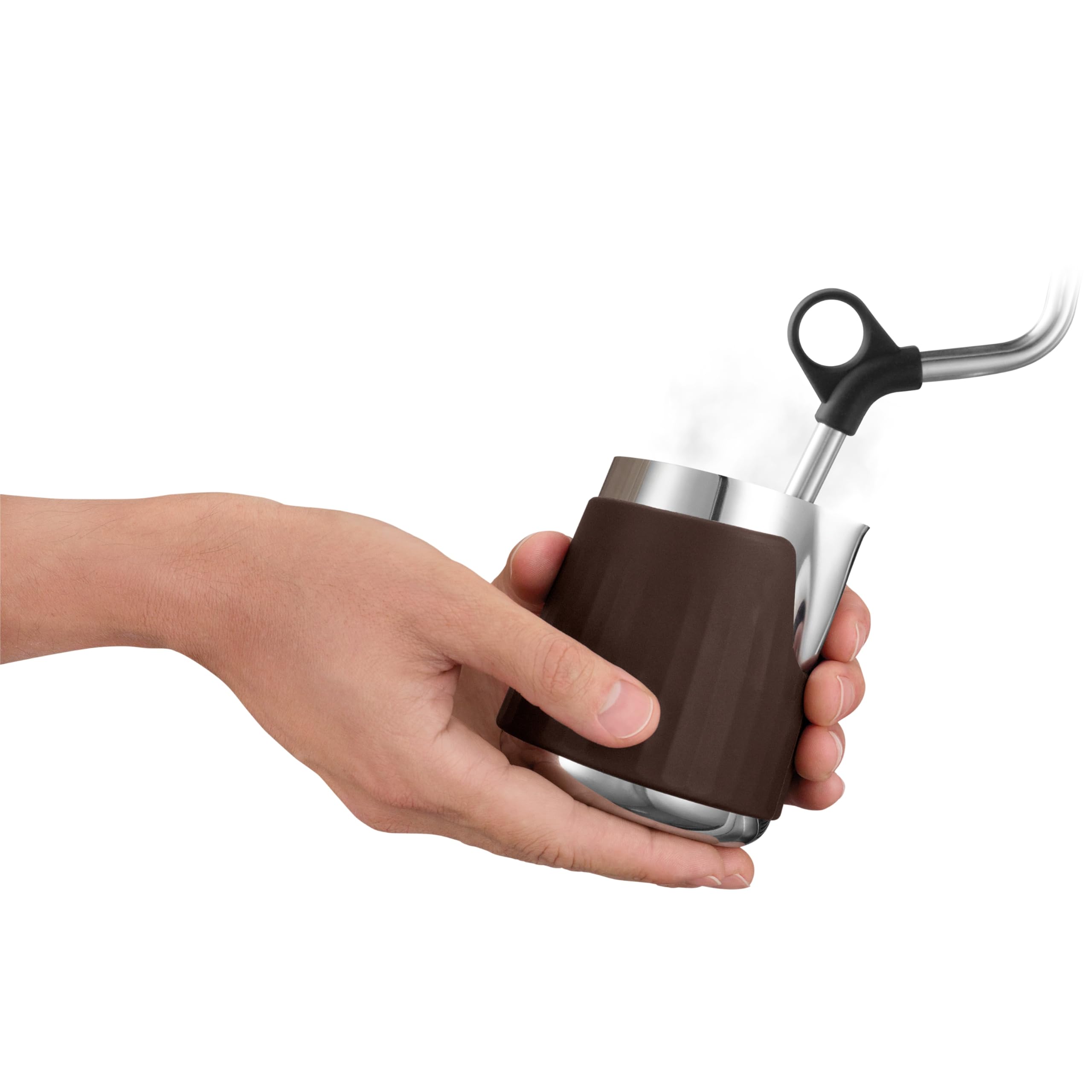 Sage - Pro Control Jug - 420ml Griffloses Milchkännchen, Ausguss für Latte Art, Abnehmbarer Hitzebeständiger Silikonmantel, Neigbarer Öffnung - Edelstahl