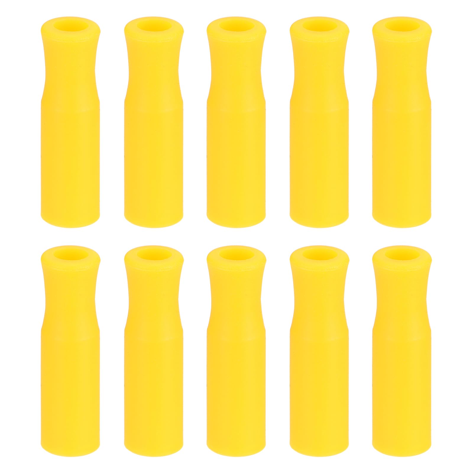 sourcing map 10pcs Silicone Straw Tips, Metal Straw Covers, Soft Reusable Straws Tips Fit for 1/4 Inch(6mm) OD Stainless Steel Straws, Yellow