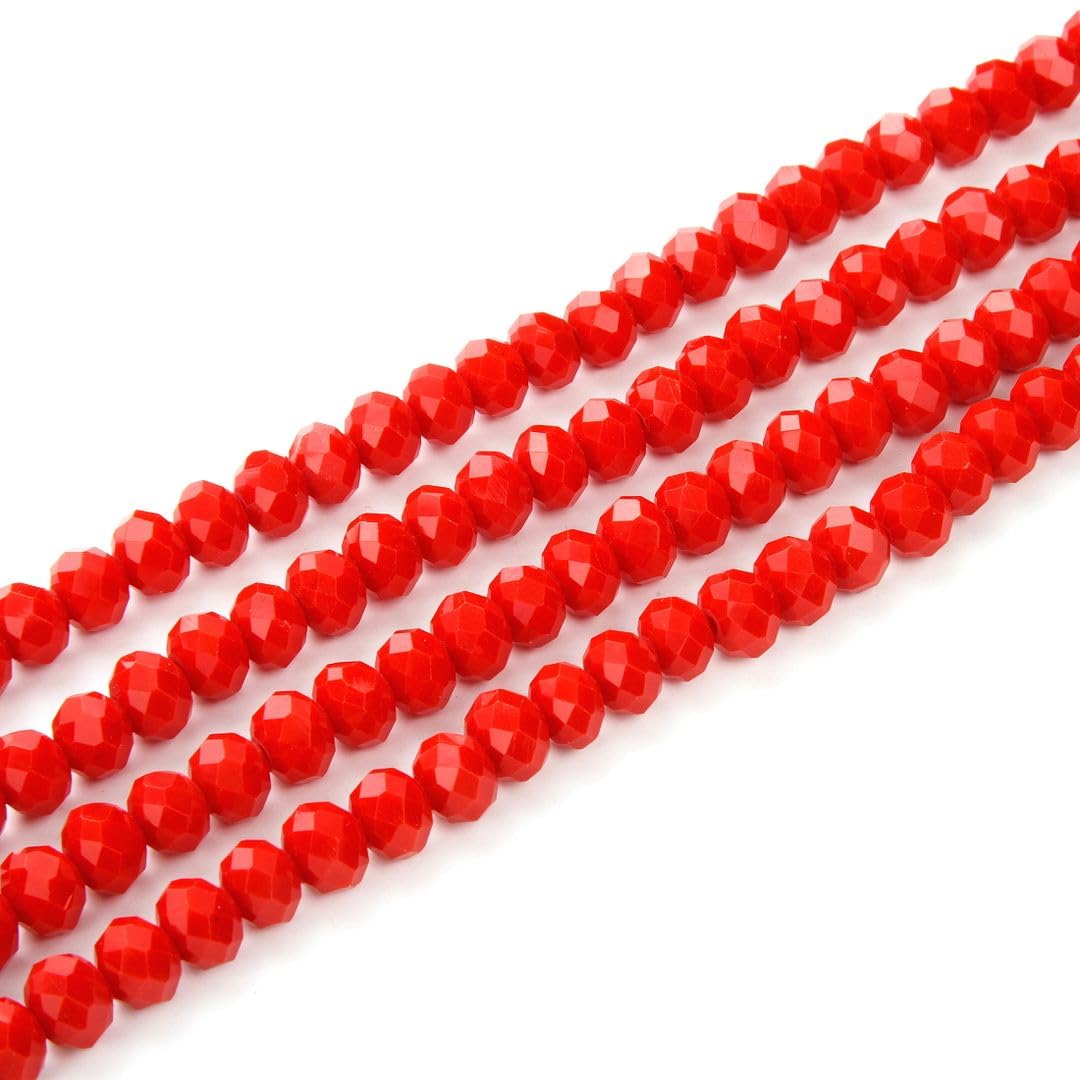350pcs Czech Faceted Rondelle Crystal Glass Beads 8mm Bulk Coral red