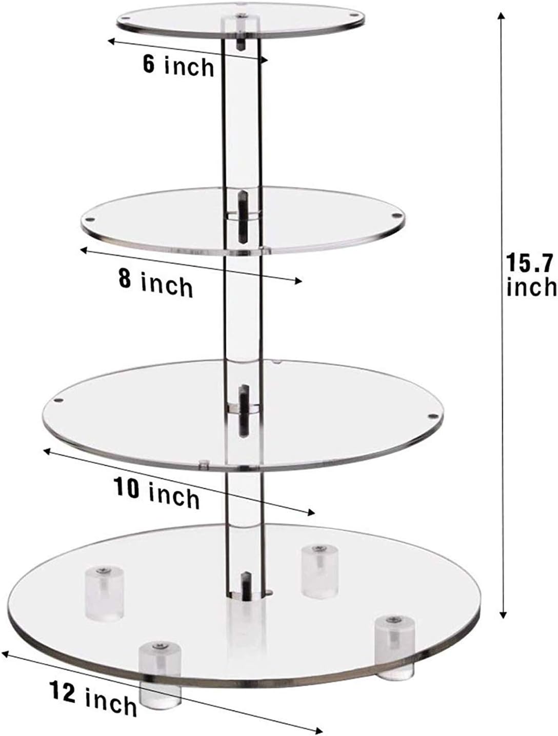 YestBuy 4 Tier Round Cupcake Stand – Premium Cupcake Holder – Acrylic Cupcake Tower Display- Cady Bar Party Décor + LED Light String – Ideal for Weddings, Birthday Parties & Events (Blue) - Image 3