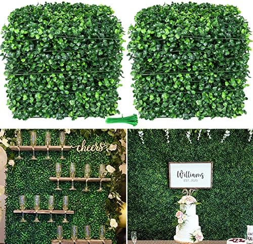 Grass Wall Panels, 10 PCS 10x10 Artificial Boxwood Topiary Hedge Grass Backdrop Greenery Wall UV Protected Privacy Fence Screen, Outdoor Indoor Green Wall Decor for Garden Wedding (10x10)
