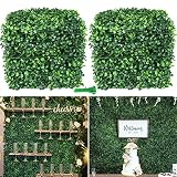 Grass Wall Panels, 10 PCS 10”x10” Artificial Boxwood Topiary Hedge Grass Backdrop with 100 Zip Ties