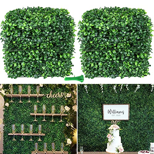 Grass Wall Panels, 10 Pcs 10”X10” Artificial Boxwood Topiary Hedge Grass Backdrop With 100 Zip Ties Greenery Wall Uv Protected Privacy Fence Screen, Outdoor Indoor Green Wall Decor For Garden Wedding #TOP1