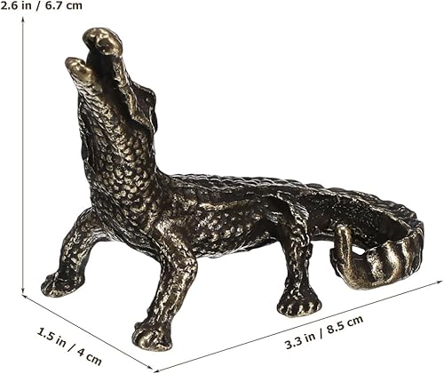 Miniatura 5 de Toyvian 1 mini estatua de cocodrilo de latón, esculturas y estatuas de animales, adornos para pecera, estatua de Feng Shui, decoración del hogar