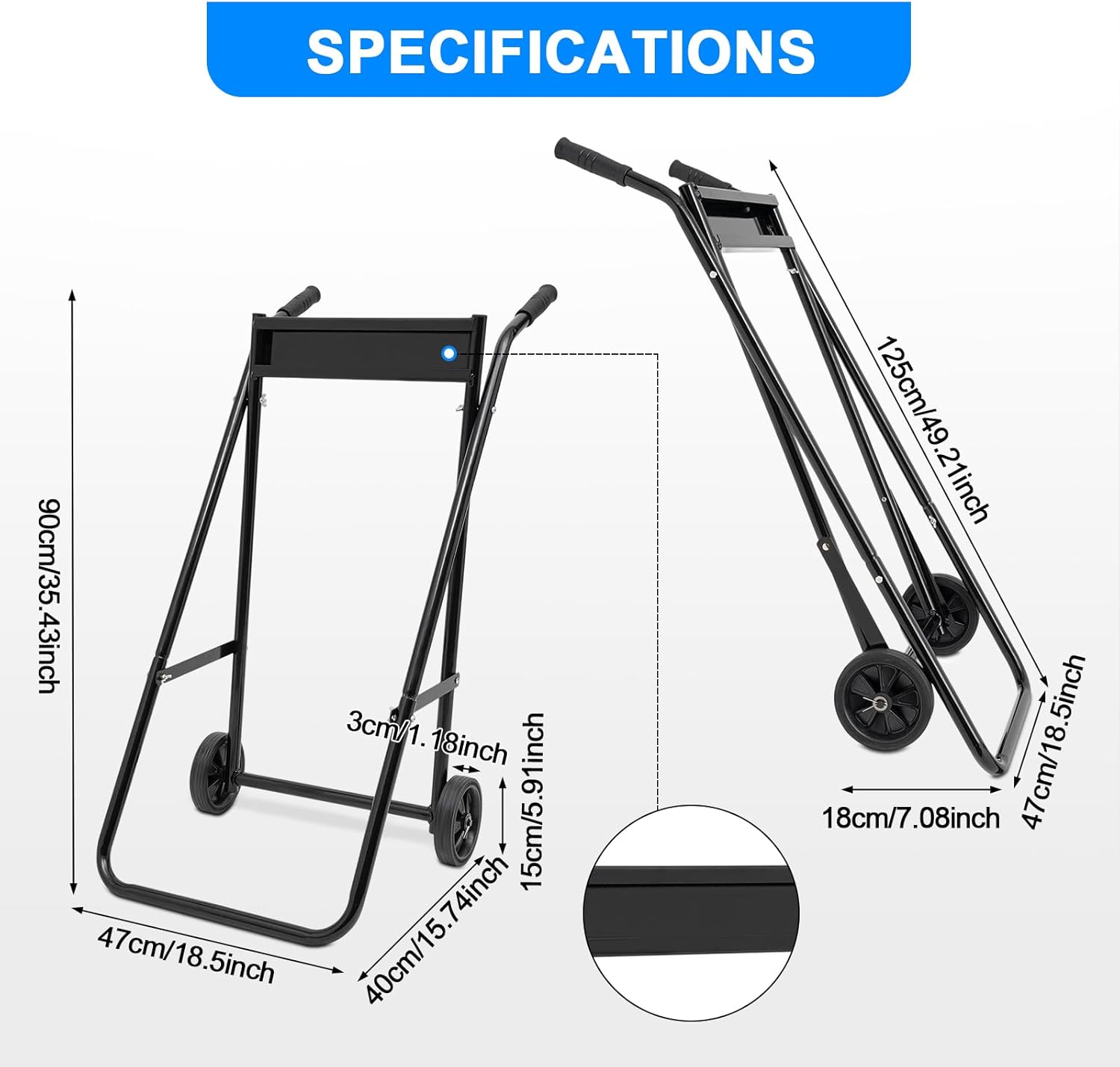 Outboard Boat Motor Stand Cart 88LB Load Outboard Engine Stand Carrier Cart Dolly Multi Portable Folding Boat Engine Trolley with 2 Wheels for Motor Storage Repair and Maintenance