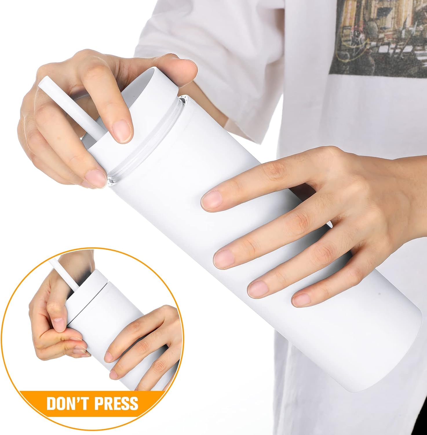 30 Pcs Skinny Tumbler with Lid and Straw, 16 oz Matte Acrylic Tumbler Insulated Double Wall Plastic Reusable Cups Vinyl Customized DIY Gifts for Parties, Birthday, Home, Office (White) - Image 5