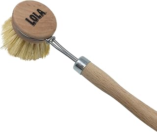Lola Products "The Original" Tampico Vegetable & Dish Brush | 2-Inch Small Head | Made from Eco-Friendly Birch Wood | Washable | Long Lasting and Reusable | Easy Head Replacement - 1 Brush