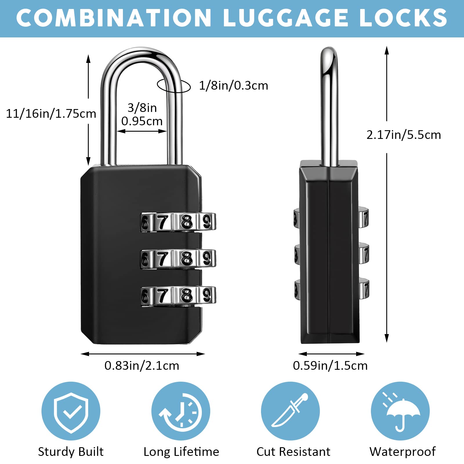 Lot de 32 cadenas à combinaison à 3 chiffres pour bagages, sac à dos, cadenas étanche pour valises, voyage, boîte à outils, école, salle de sport, vestiaire pour employés (32)
