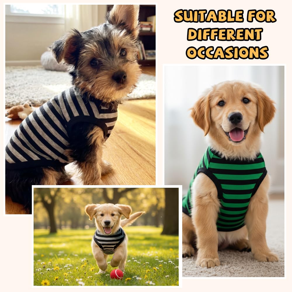 2 Pièces Vetement Chien Coton,Tee Shirt Chien,Pull pour Chien Petite Taille,Chemises pour Chiens,Dog Clothes Small,Sweat-Shirt Manches Chiene pour Protection Solaire,Animal Domestique-L