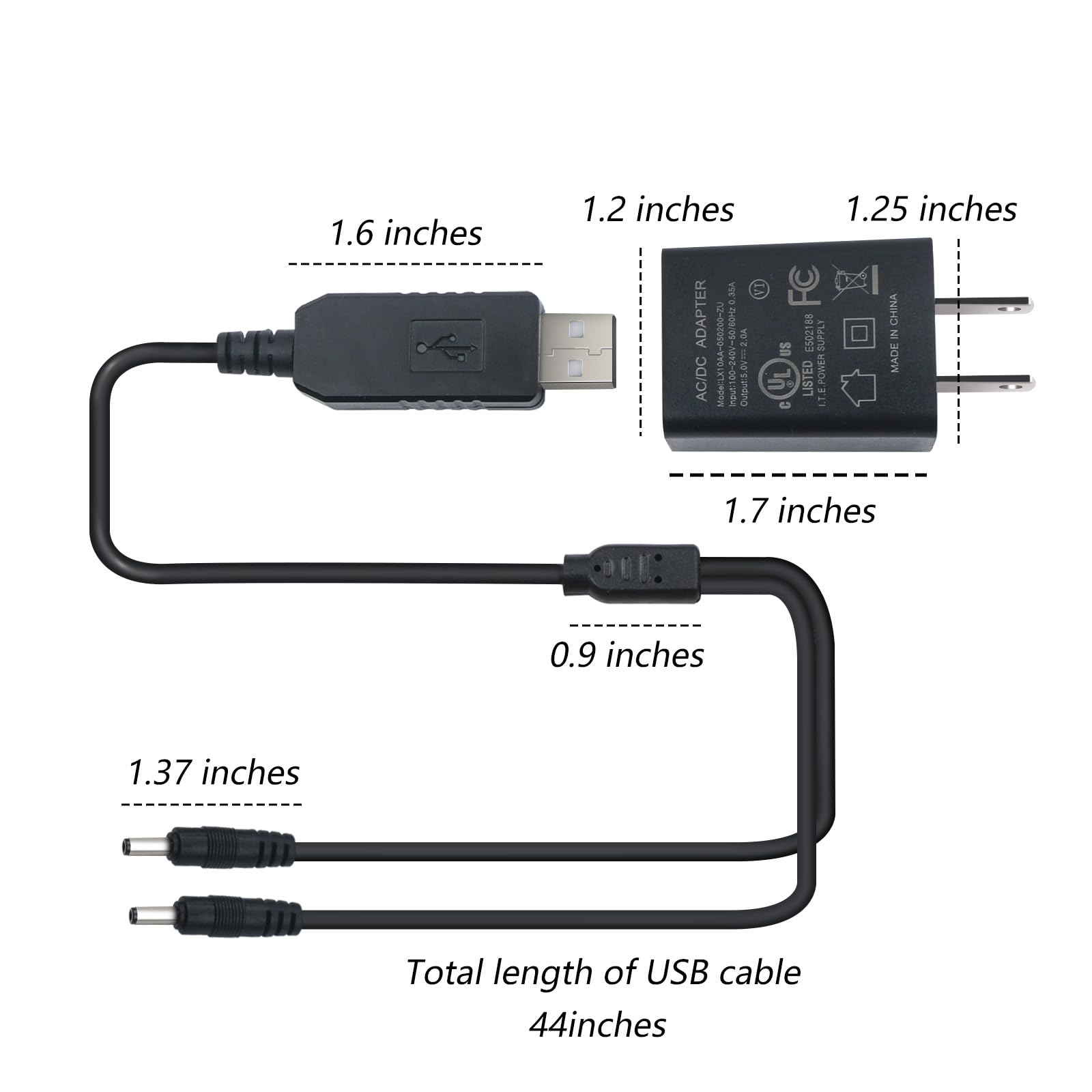 UAUSE 8.4V Heated Glove Charger USB 2-Head for 7.4V 3500 3000 2200mAh Li-Polymer Battery Suitable for Heated Hats, Socks, Jackets Replacement for Charger(Battery not Included)