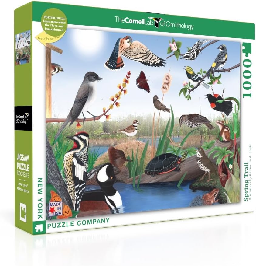 New York Puzzle Company - Cornell Lab Spring Trail - 1000 Piece Jigsaw Puzzle for Family Game Nights by Katherine A. Smith