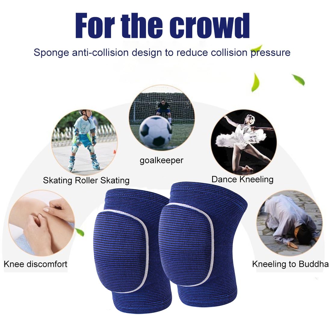 Ginocchiere Sportive JRYXDS - 2 Pezzi Per Pallavolo, Danza E Corsa - Protezione Antishock Unisex - Blu