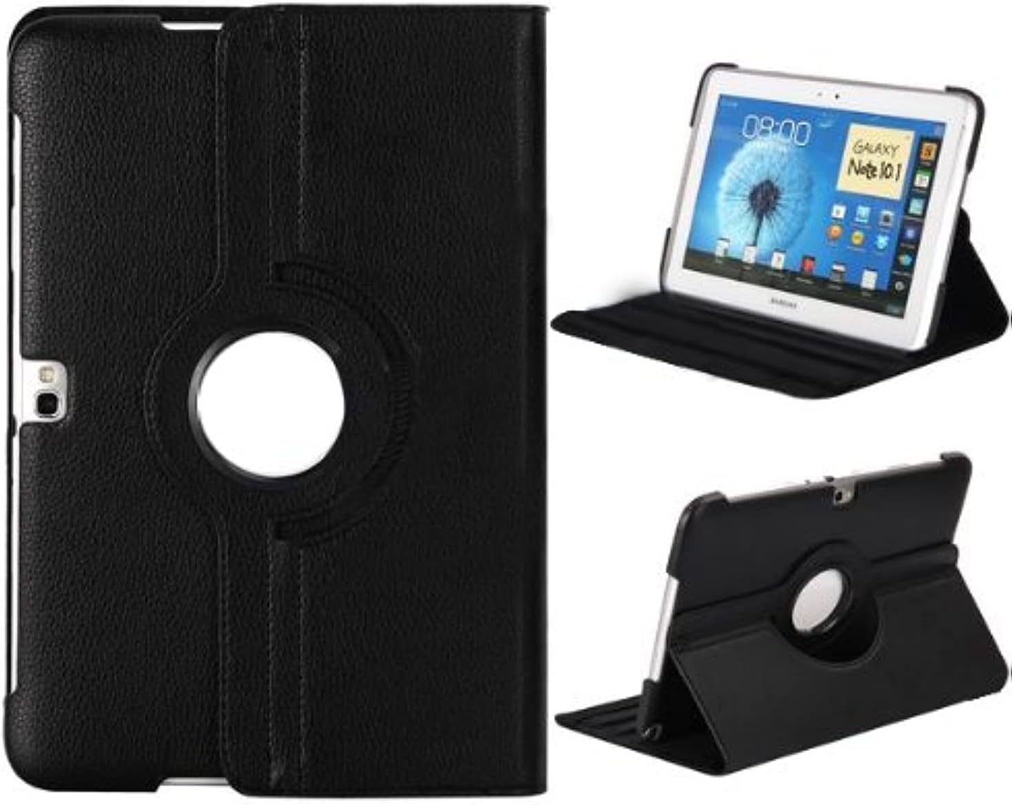 UniversalGadgets Black Leather 360 Degree Rotating CASE Cover Stand for Samsung Galaxy Note Tablet 10.1 N8000