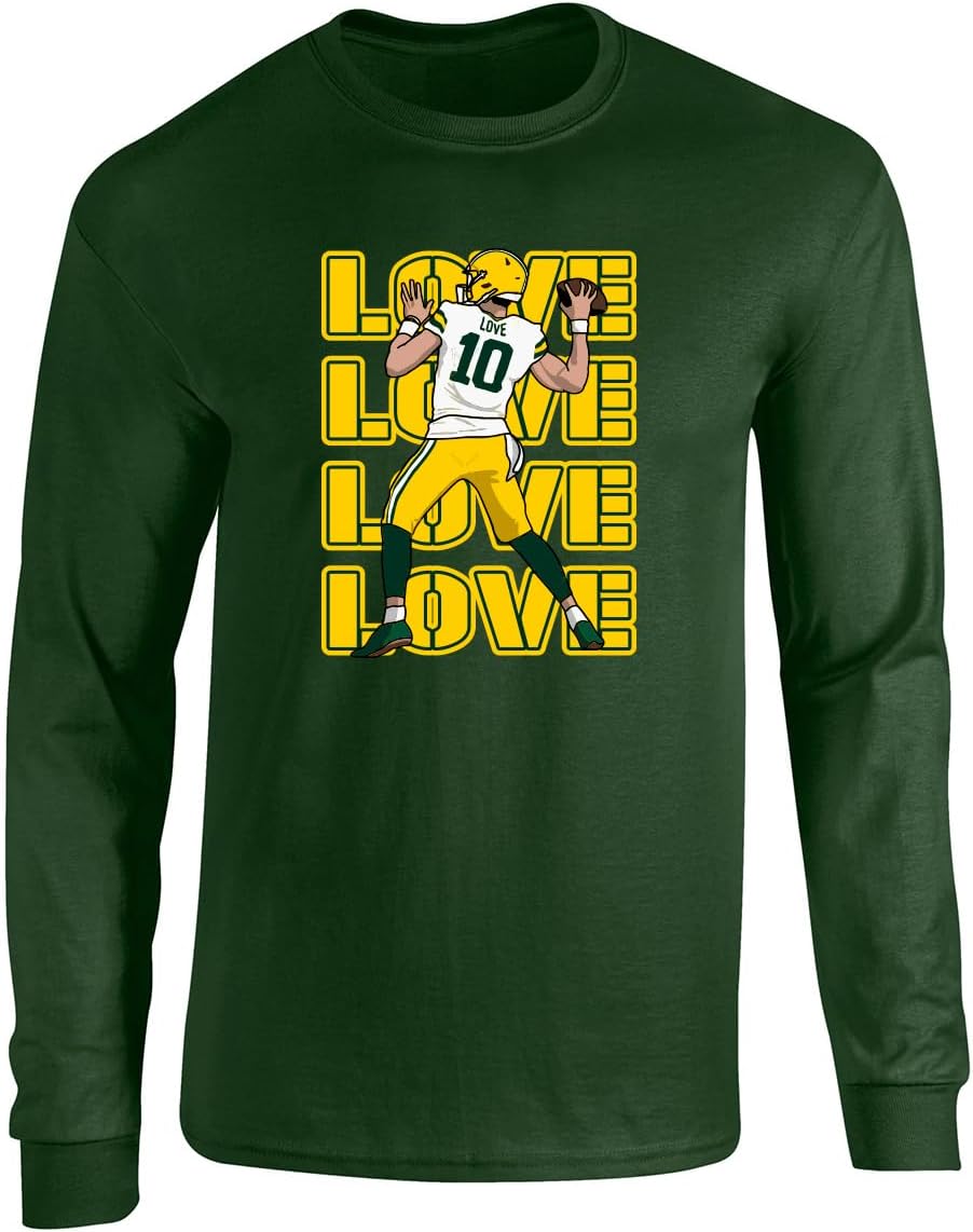 Long Sleeve Green Green Bay Jordan Love Text Pic T-Shirt