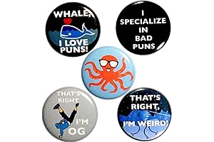 Funny Buttons Cute Whale, I Love Puns Animal Whale Badge Perfect for...