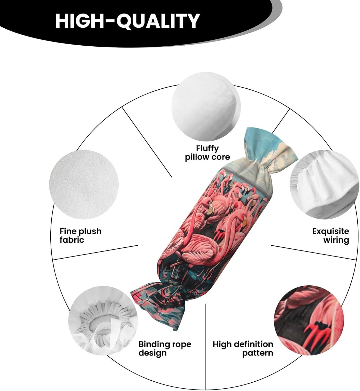 Flamingo Print Candy Cylindrical Comfortable Pillow Throw Pillows Home Decor Easy Maintenance