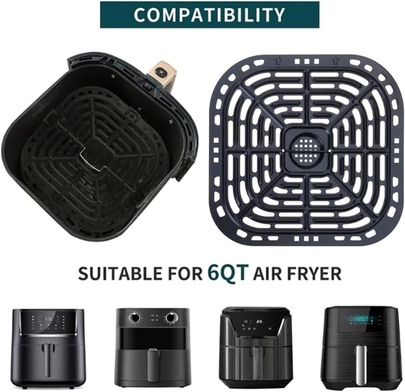 Air Fryer Replacement Tray Air Fryer Accessories Part Grill Pan Crisper Plate，-Compatible For Instants Vortex，6QT Air Fryers(2pcs)
