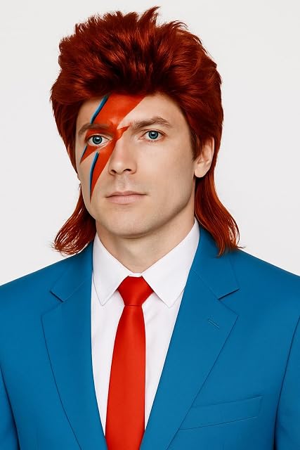 Foto 3 de 4 de I LOVE FANCY DRESS LTD - Peluca de salmonete rojo Glam Rocker, accesorio de disfraz inspirado en David Bowie…