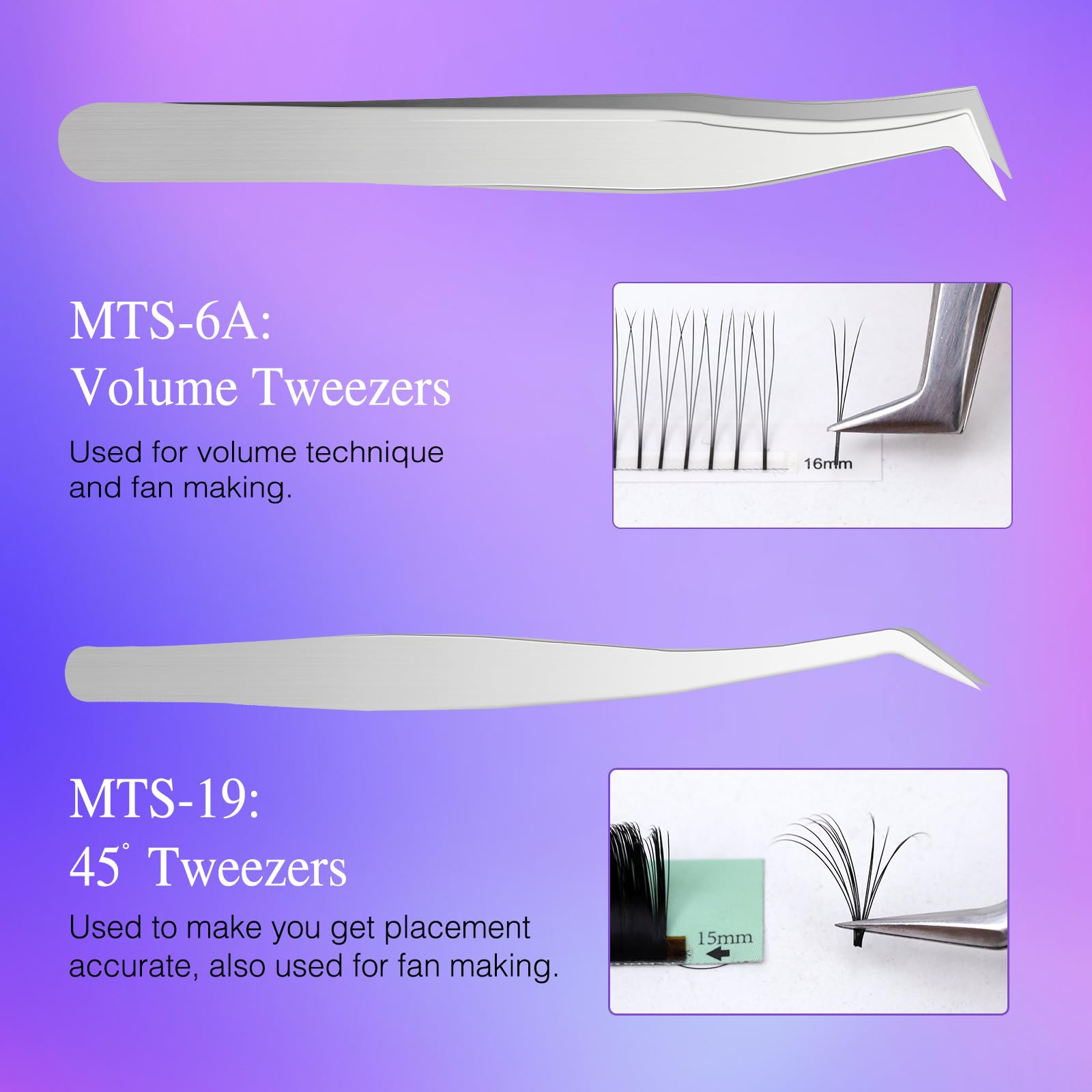 LZM Professional Curved Olecranon Clip Tweezers Set for Eyelash Extensions Stainless Steel Volume Precision Tools - Image 3