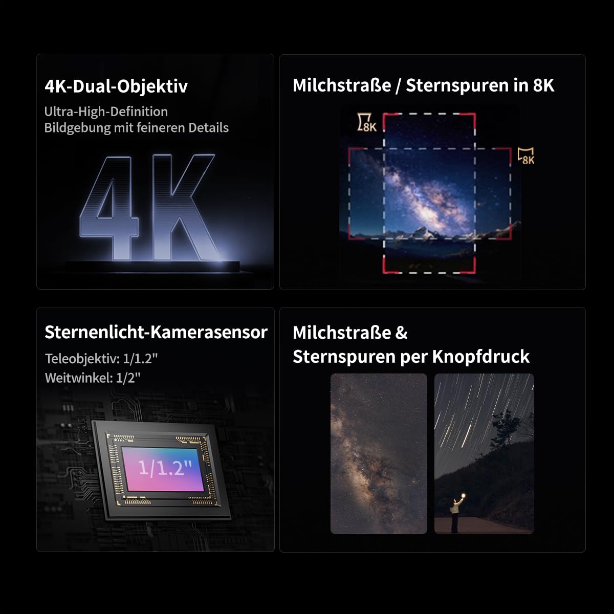 ZWO Seestar S30 Pro Smart Teleskop, 4K Dual Kamera Astrofotografie Teleskop mit Auto Tracking & GoTo, App-gesteuert, One-Tap Capture & Processing für Milchstraße, Deep Sky und Weitfeld-Bildgebung