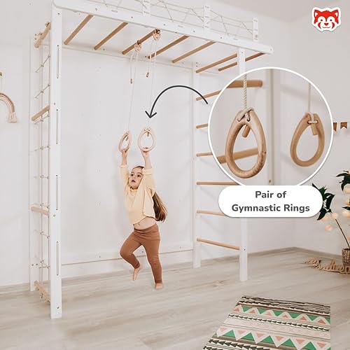 Miniatura 4 de Woodandhearts - Escalera sueca gigante para interiores, juego de escalada Montessori, gimnasio de selva interior para niños pequeños (sin accesorios)