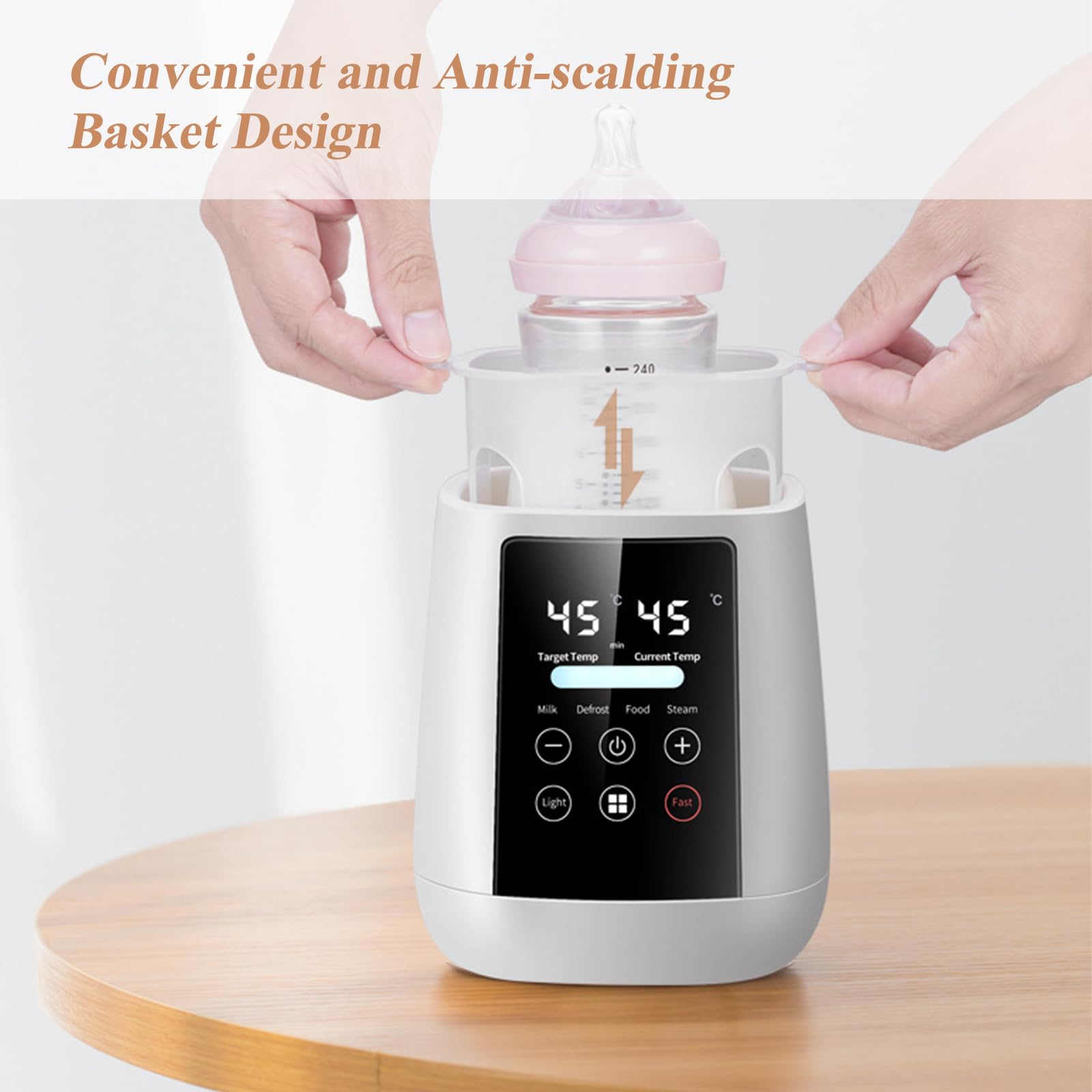 Flaschenwärmer Baby, Sterilisator für Babyflaschen, 6 in 1 Babynahrungsheizung, BPA-freier, LCD-Display Temperaturregelung Nachtlicht Babykostwärmer Auftauen Warmhalten Für Muttermilch Babynahrung
