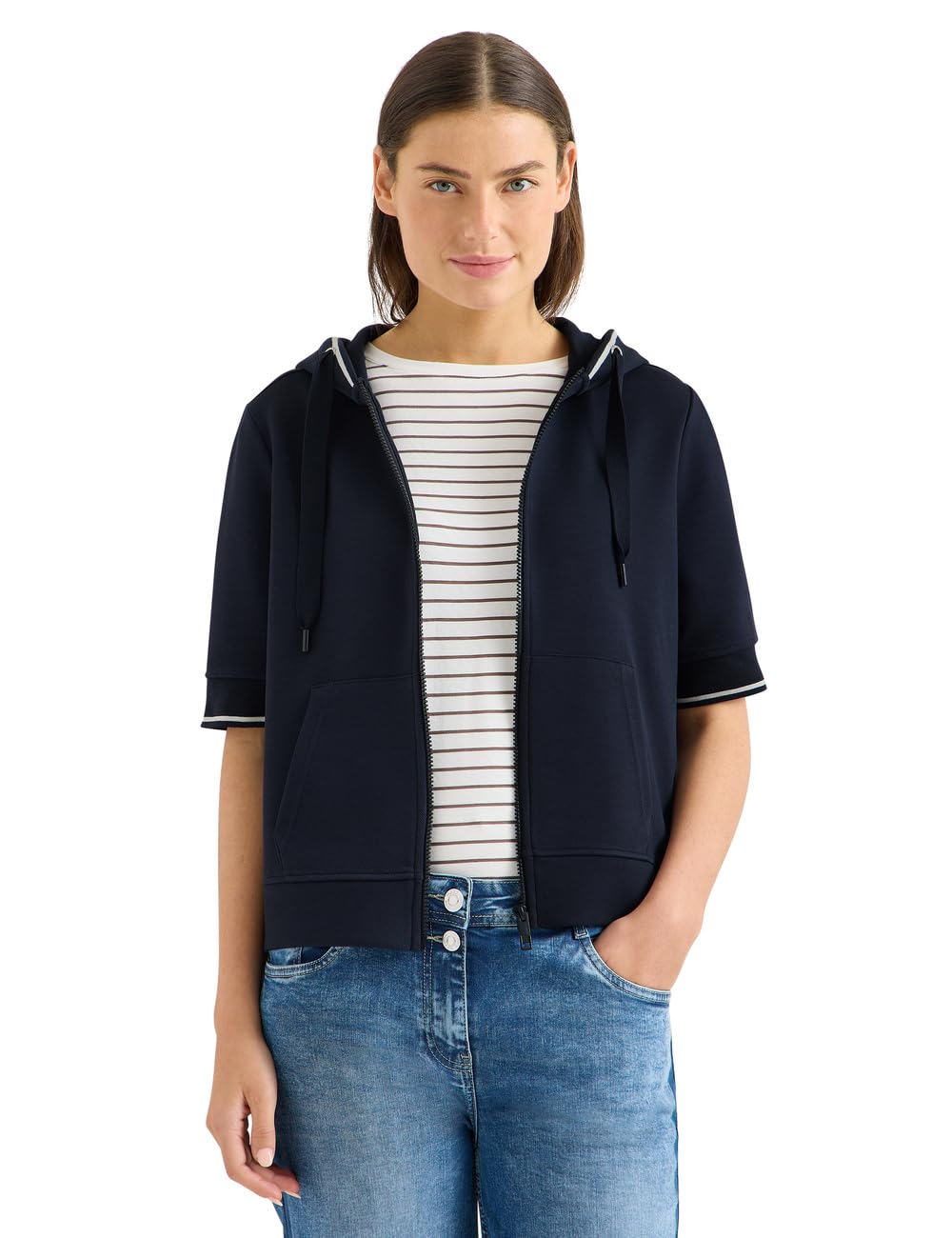 Cecil Kurzarm Sweatjacke mit Kapuze