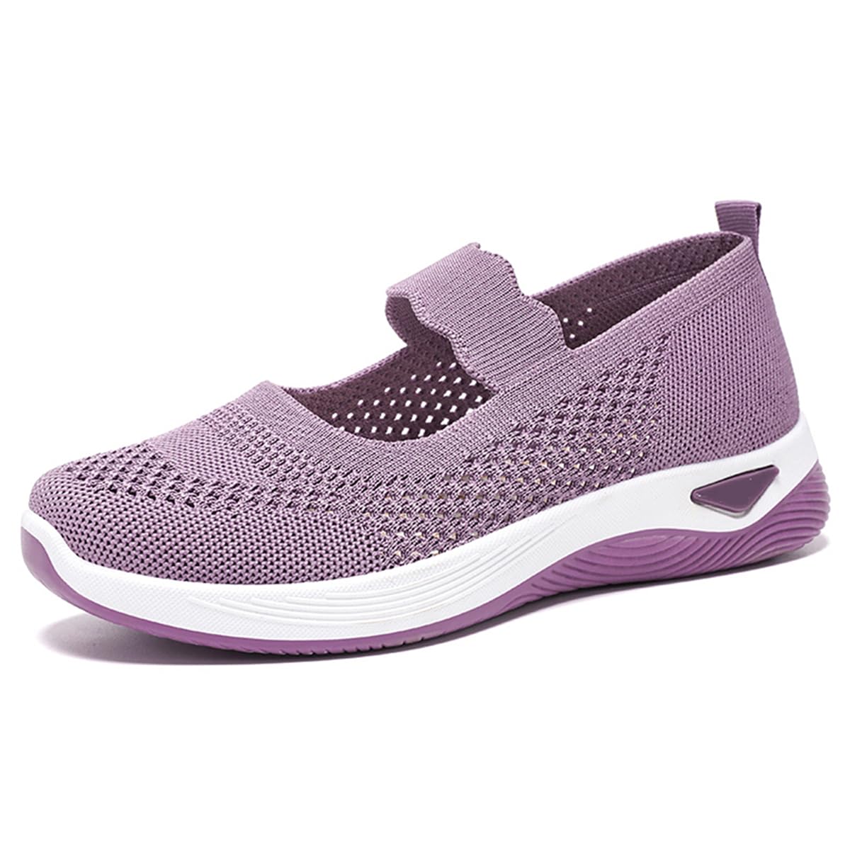 WDRHC Damen-Sommer-Slip-On-Flachschuhe - Atmungsaktive Leichte Loafers, rutschfest & Gepolstert, Rundzehen-Freizeitschuhe für den täglichen Gebrauch, Blau/Rosa/Schwarz/Khaki/Lila, Größe 36-42