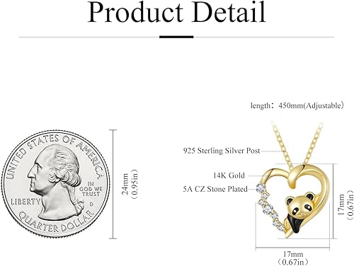 Miniatura 4 de Collar de plata de ley 925 con dije de perro y gato y panda para mujer, lindo y delicado collar con colgante de animales, regalos para gatos, mamá,