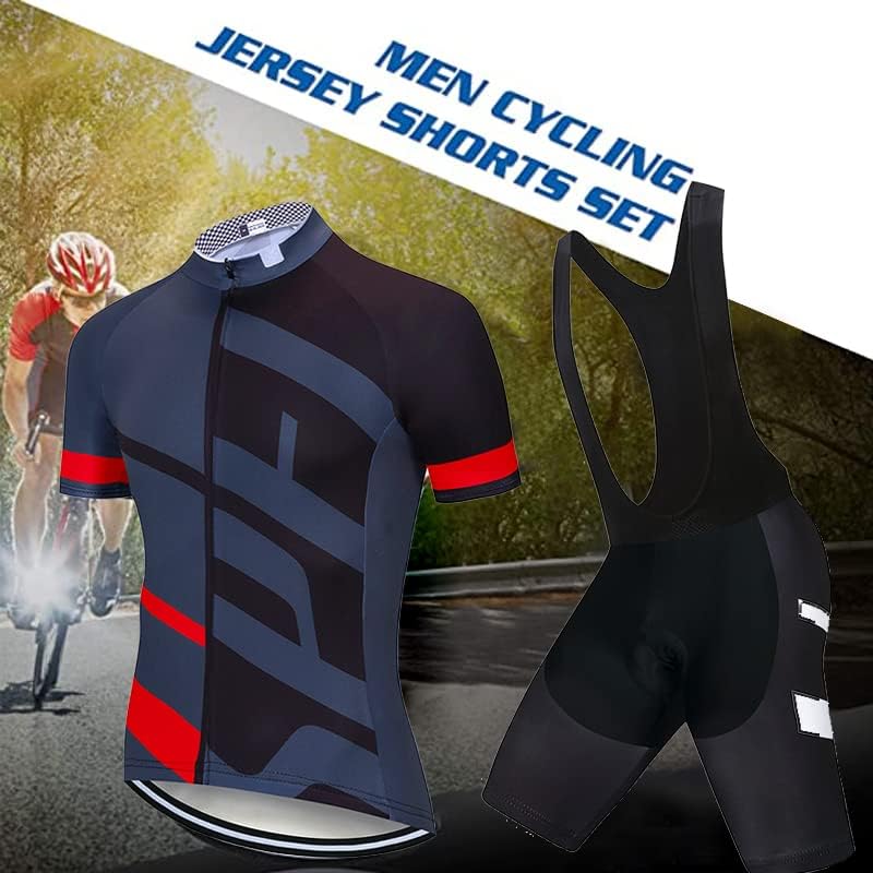VeloZenith Abbigliamento Ciclismo da Uomo Estiva,Maglia Manica Corta Con 3 Tasche+3D Gel Pantaloncini,Traspirante Sportivo Ciclismo Moda Set per Mountain Bike Tuta MTB