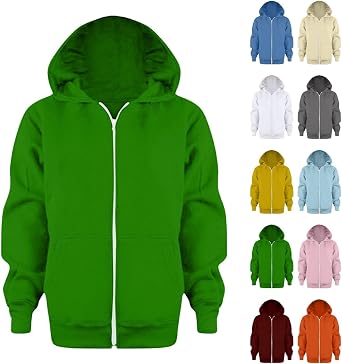 Boys School Uniform Hoodies Solid Zip Up Long Sleeve Sweatshirt Oversized Hooded Pullover Tops Athletic Sports Outwear Coats
