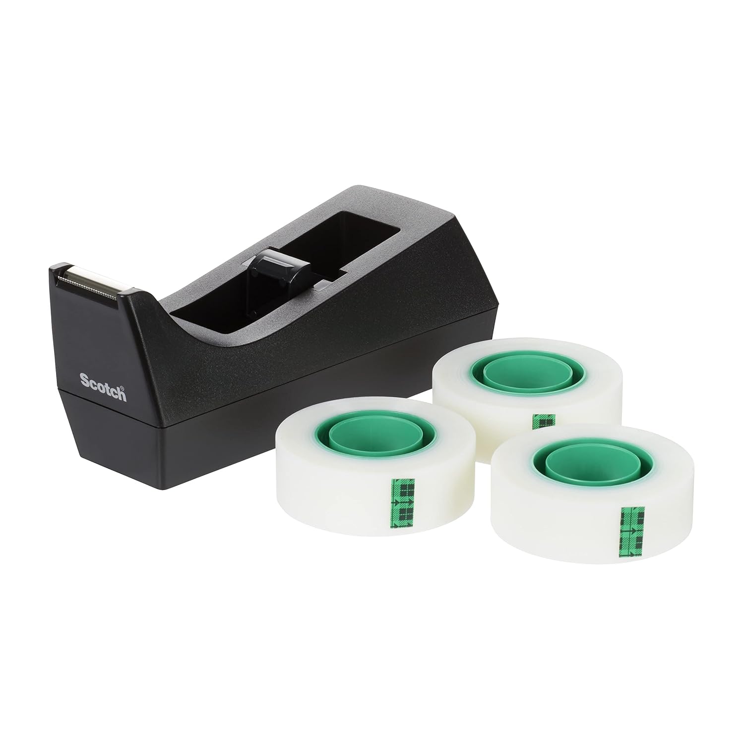 Scotch Magic Tape Dispenser - 1 C38 Scotch Dispenser with 3 Rolls of Scotch Magic Tape - Holds Tape Up to 19 mm x 33 m - Refillable Sticky Tape Dispenser for School, Home and Office - Black