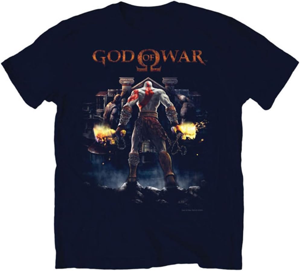 God Of War II Cover Art Kratos Video Game Adult Tall Long T-Shirt Tee