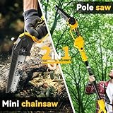 2-in-1 Cordless Pole Saw & Mini Chainsaw Compatible with Dewalt 20V Battery, 8-inch Brushless Electric Chainsaw with 6.5Ft Extension Pole, Auto Oiler, for Wood Cutting Trimming Branch (No Battery) - Image 2