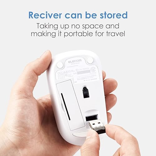 Miniatura 5 de ELECOM Lindo mouse facial, inalámbrico USB de 2.4 GHz, diseño ambidiestro, clic silencioso, ligero, portátil, gris y blanco, mouse de computadora,