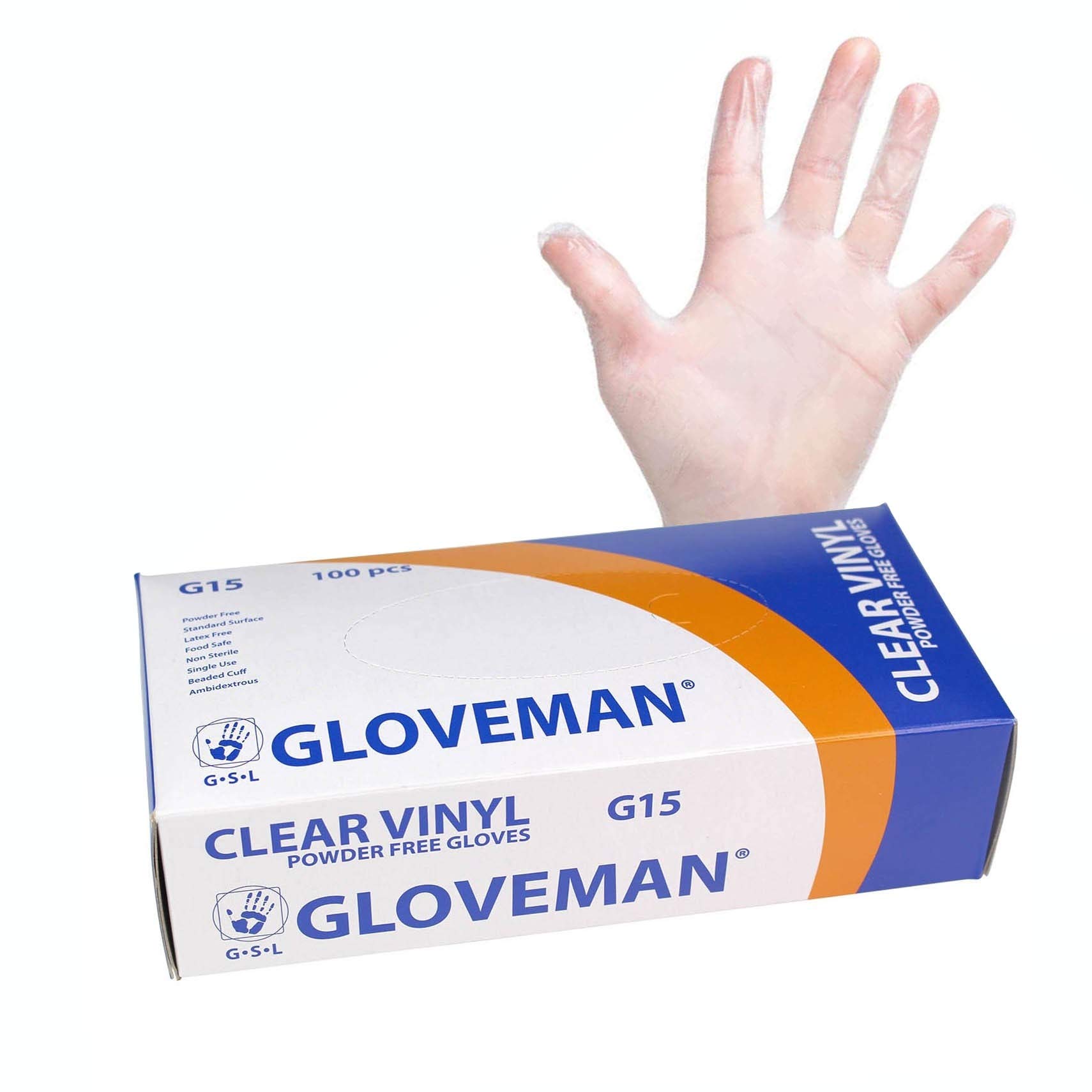 3 Boxes Extra Small Sizes Extra Small to Extra Large of Gloveman Clear