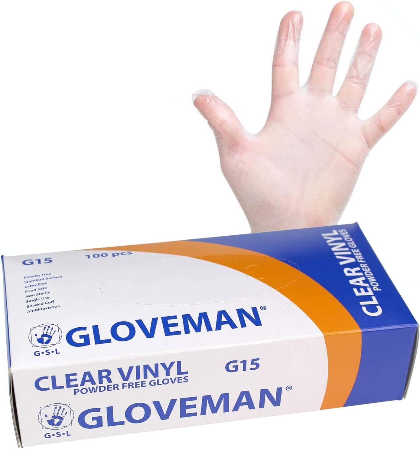 Gloveman Clear Vinyl Gloves (Box of 100) (Medium)