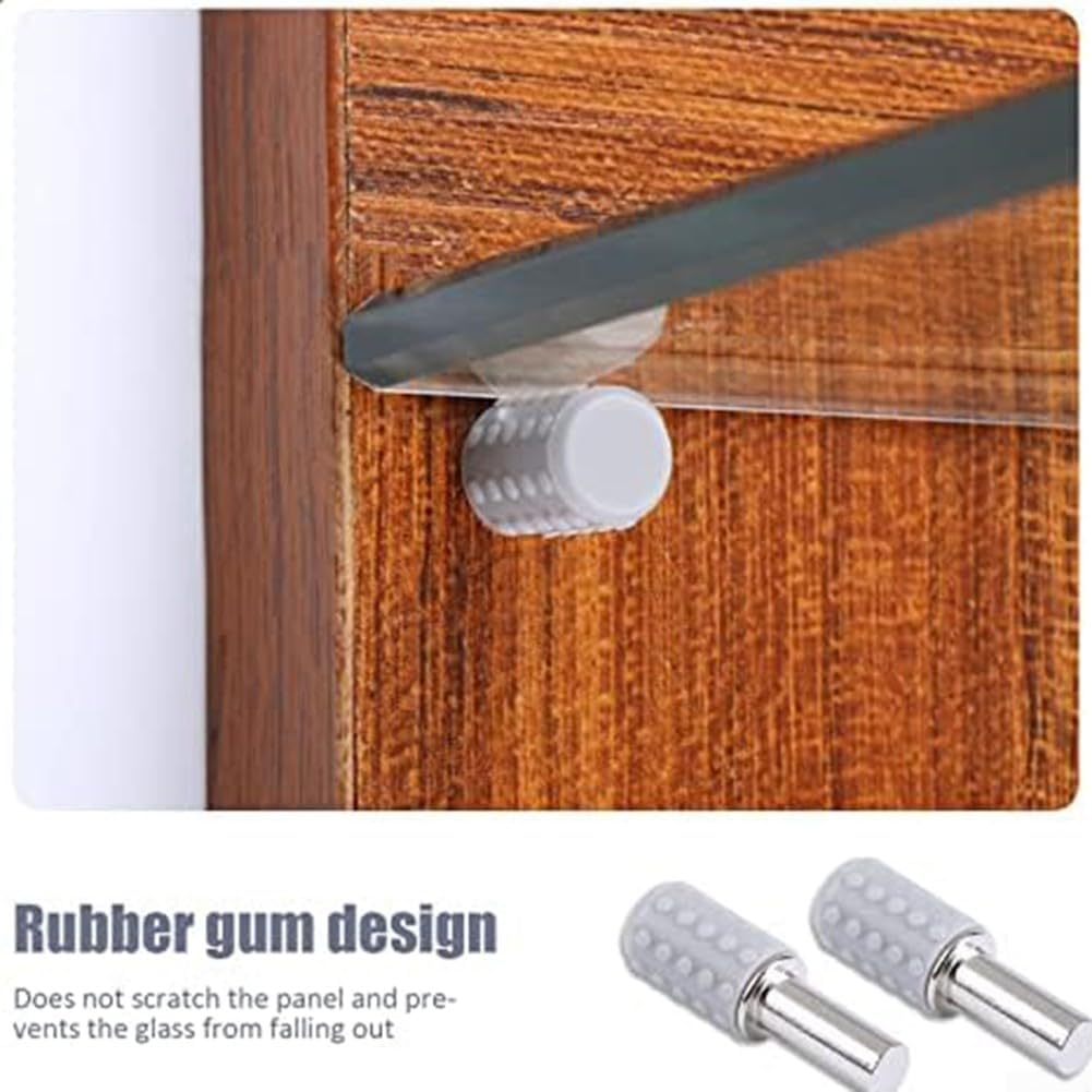 Shelf Holder With NonSlip Rubber Sleeve Made From Stainless Steel For Stable Support Of For Glass And Wooden Floor Shelves Suitable For Wardrobes Cabinets(e)