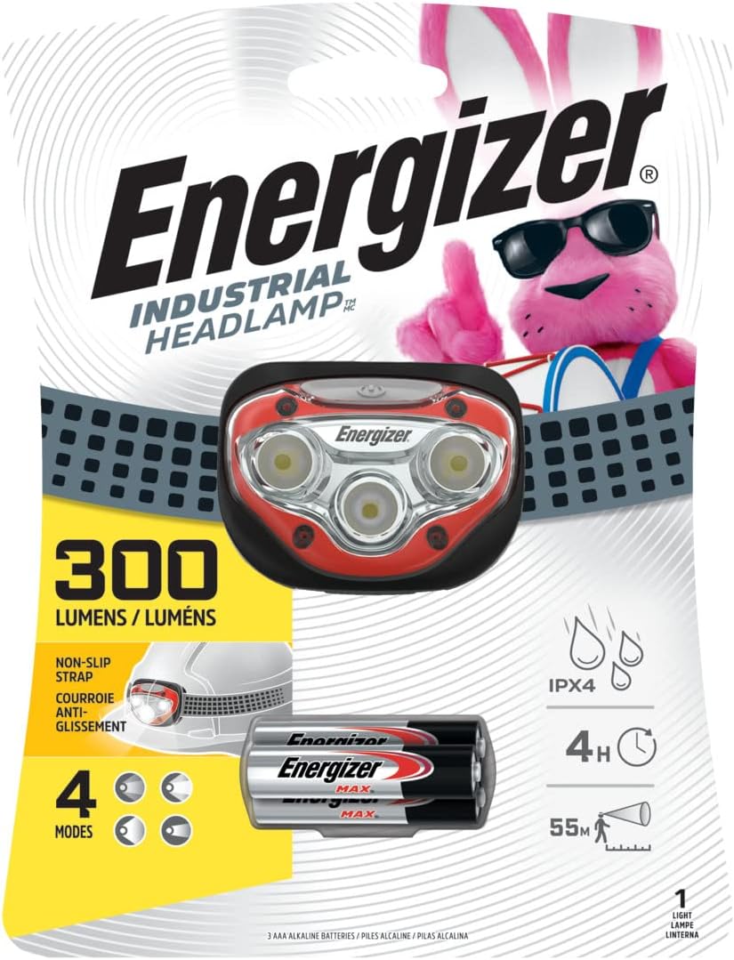 Faro Industrial Energizer, Faro LED Brillante Resistente al Agua para Casco, Luz de Trabajo Duradera, Pilas Incluidas, Paquete de 1