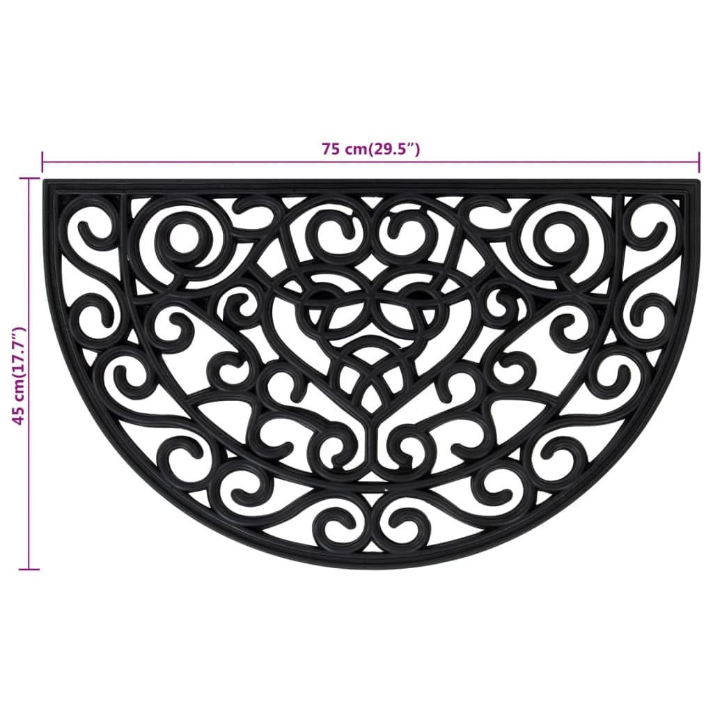 Zerbino semicircolare in gomma antiscivolo 45 x 75 cm con fori